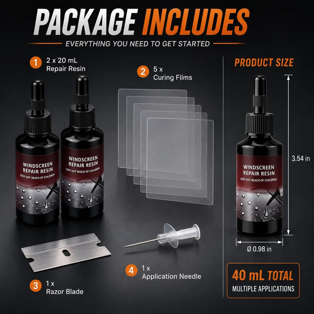 Windshield Crack Repair Kit | طقم إصلاح تشققات زجاج السيارة الأمامي