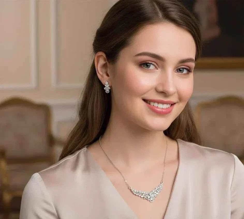 Crystal Leaf Jewelry Set